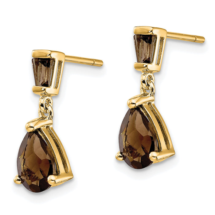 14k Gold Smoky Quartz Post Earrings-XE1701SQ