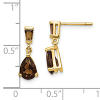 14k Gold Smoky Quartz Post Earrings-XE1701SQ