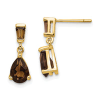 14k Gold Smoky Quartz Post Earrings-XE1701SQ