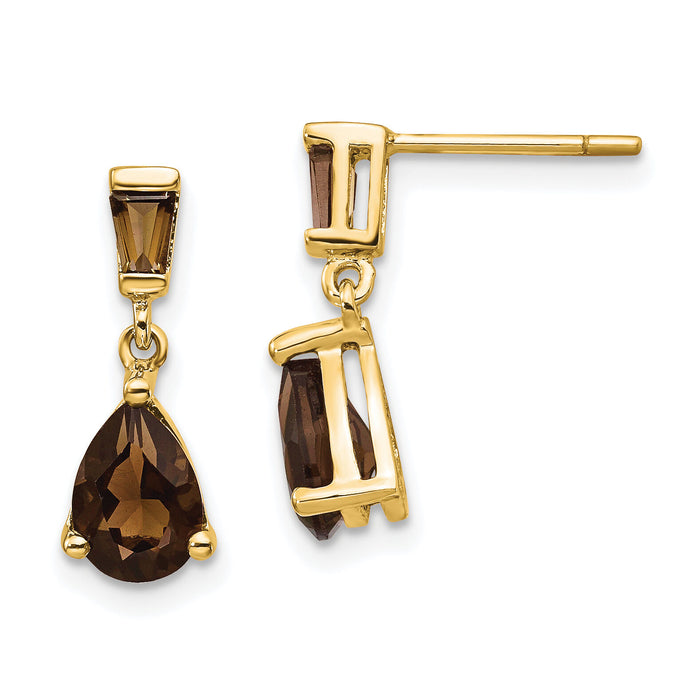 14k Gold Smoky Quartz Post Earrings-XE1701SQ