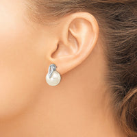 14k White Gold 7-8mm Button Freshwater Cultured Pearl Post Earrings-XE1787P