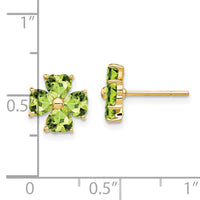 14k Heart-shaped Peridot Flower Post Earrings-XE1940PE