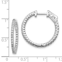 14k White Gold Diamond Round Hoop w/Safety Clasp Earrings-XE1984WAA