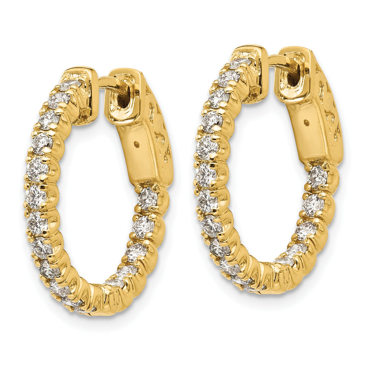 14k 1 ct Lab Grown Dia VS/SI+ G+ Round In/Out Safety Clasp Hoop Earrings-XE1987LG