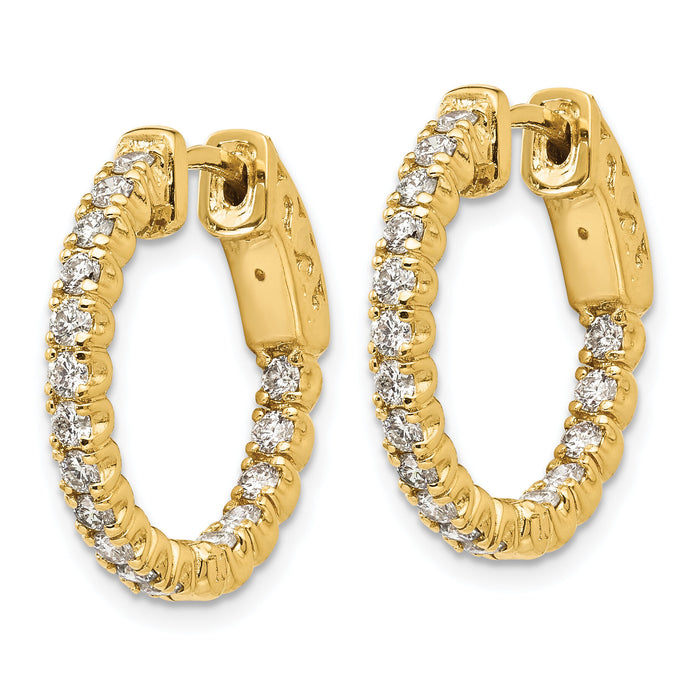 14k 1 ct Lab Grown Dia VS/SI+ G+ Round In/Out Safety Clasp Hoop Earrings-XE1987LG