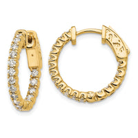 14k 1 ct Lab Grown Dia VS/SI+ G+ Round In/Out Safety Clasp Hoop Earrings-XE1987LG