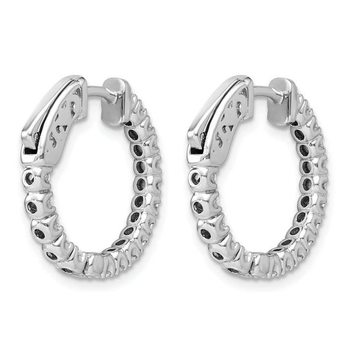 14kw 1 ct Lab Grown Dia VS/SI+ G+ Round In/Out Safety Clasp Hoop Earrings-XE1987WLG