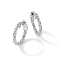 14kw 1 ct Lab Grown Dia VS/SI+ G+ Round In/Out Safety Clasp Hoop Earrings-XE1987WLG
