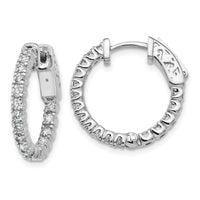 14kw 1 ct Lab Grown Dia VS/SI+ G+ Round In/Out Safety Clasp Hoop Earrings-XE1987WLG