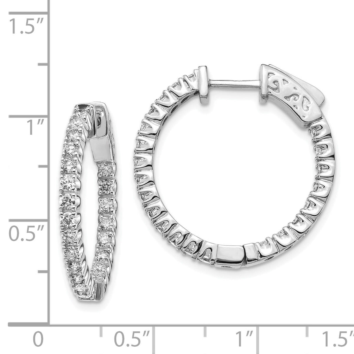 14k White Gold Round Hoop w/Safety Clasp Earring Mountings-XE1988W
