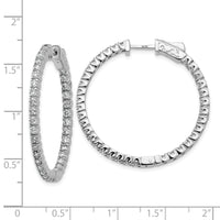 14k White Gold Diamond Round Hoop w/Safety Clasp Earrings-XE1989WAA
