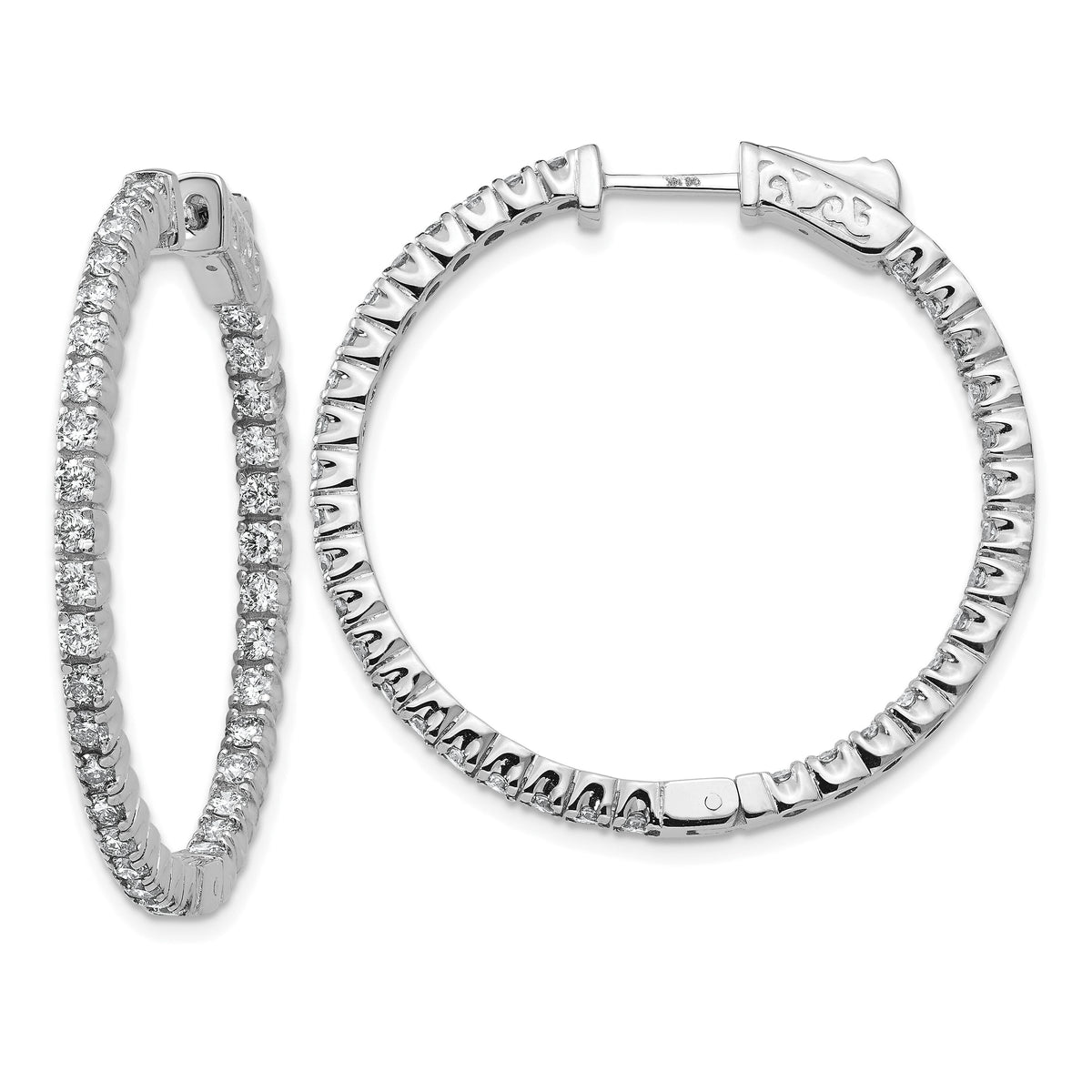 14k White Gold Round Hoop w/Safety Clasp Earring Mountings-XE1989W