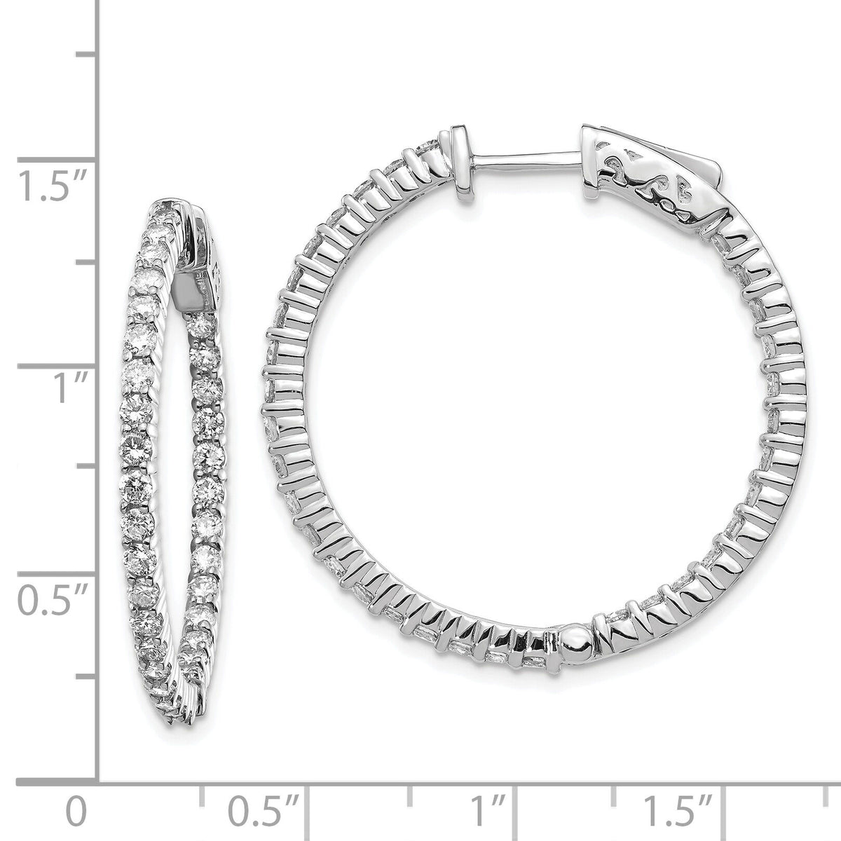 14k White Gold Round Hoop w/Safety Clasp Earring Mountings-XE1991W