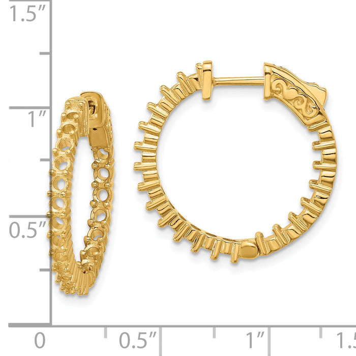 14k Round Hoop w/Safety Clasp Earring Mountings-XE1994