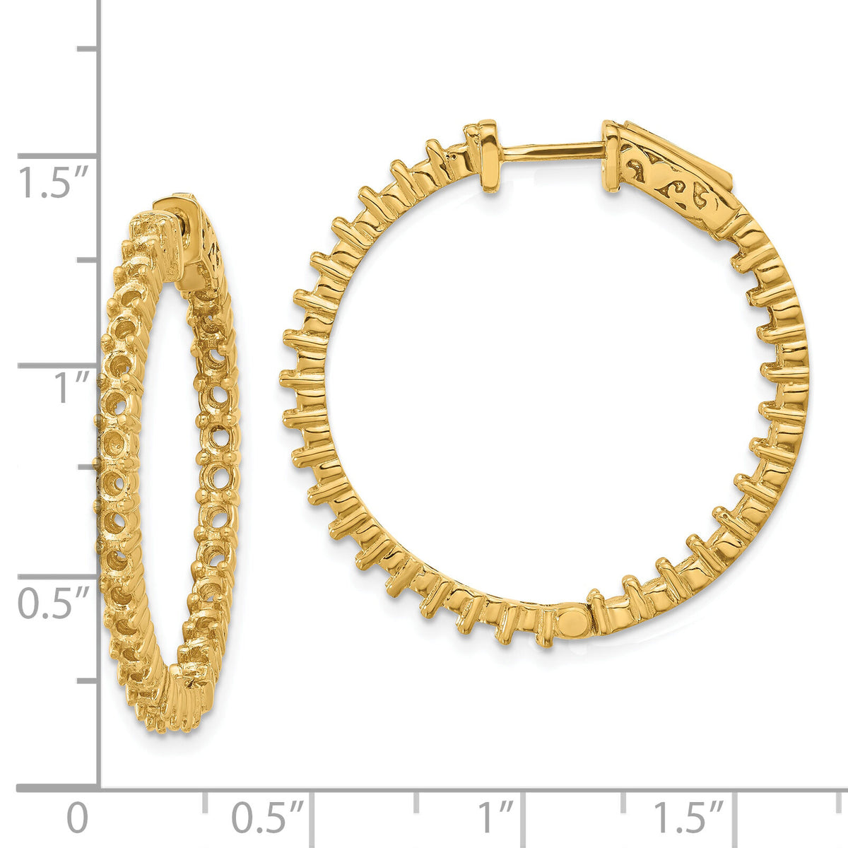 14k Round Hoop w/Safety Clasp Earring Mountings-XE1995