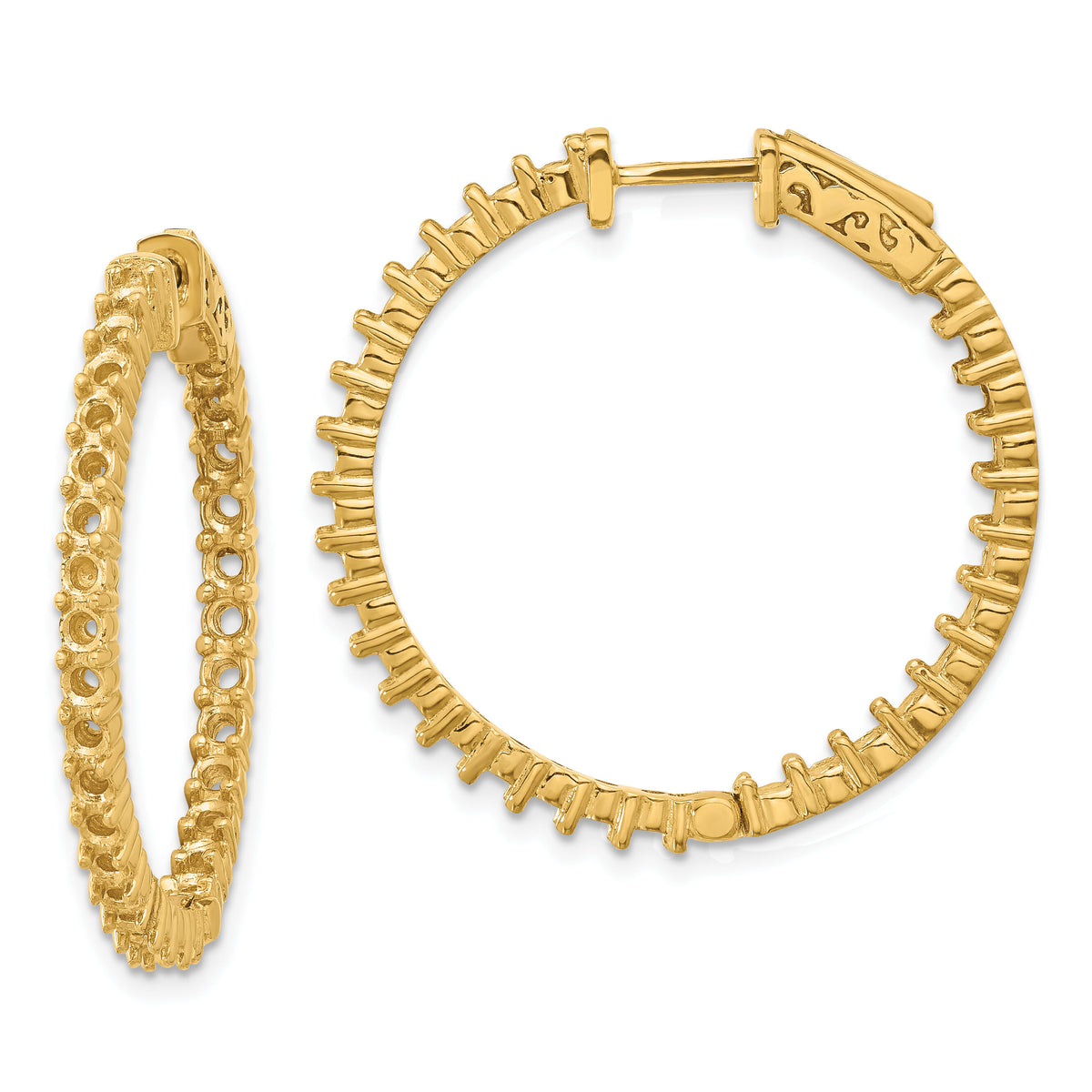 14k Round Hoop w/Safety Clasp Earring Mountings-XE1995