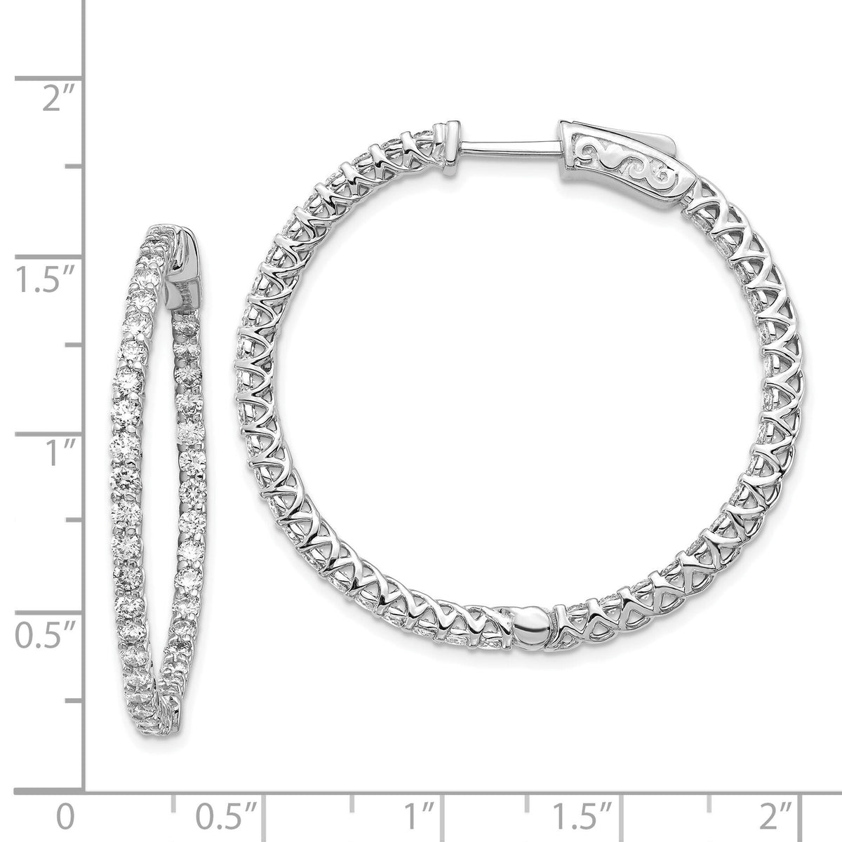 14k White Gold Round Hoop w/Safety Clasp Earring Mountings-XE2001W