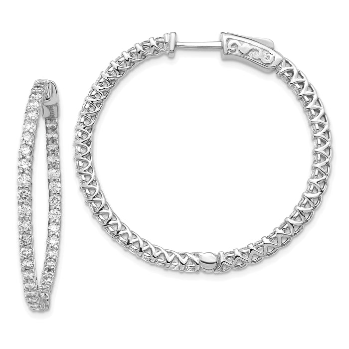 14k White Gold Round Hoop w/Safety Clasp Earring Mountings-XE2001W