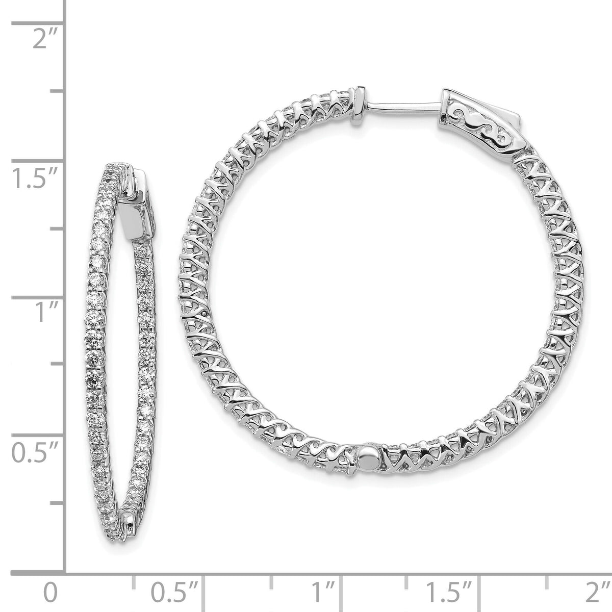 14k White Gold Round Hoop w/Safety Clasp Earring Mountings-XE2004W