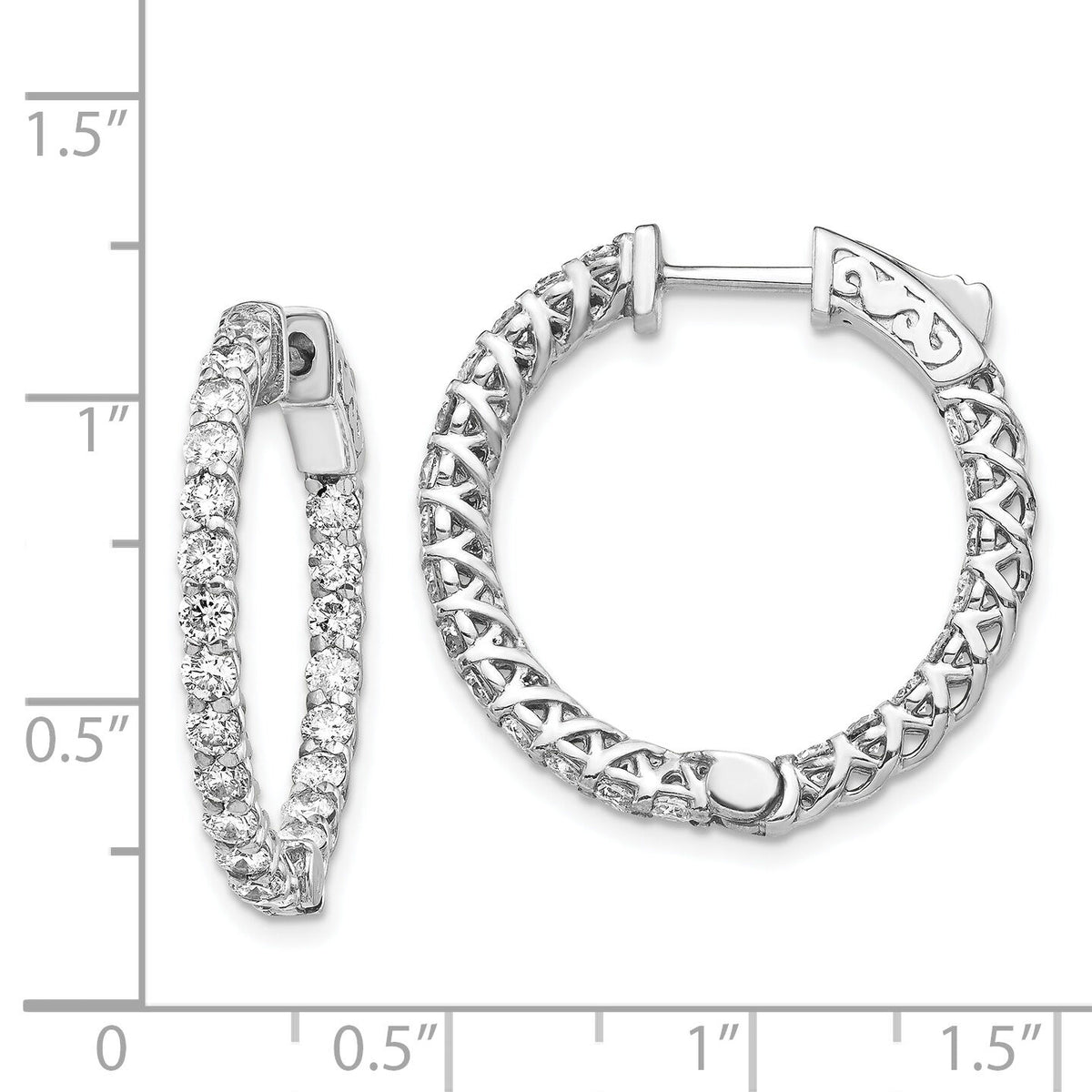 14k WG Round Hoop w/Safety Clasp Earring Mountings-XE2006W