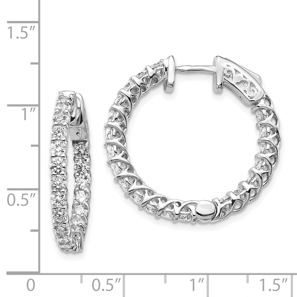 14k White Gold Round Hoop w/Safety Clasp Earring Mountings-XE2009W
