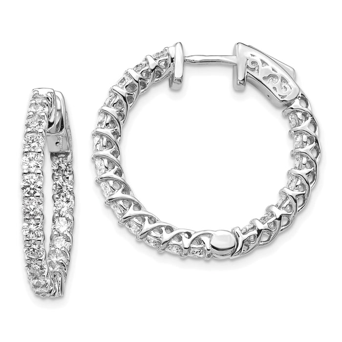 14k White Gold Round Hoop w/Safety Clasp Earring Mountings-XE2009W