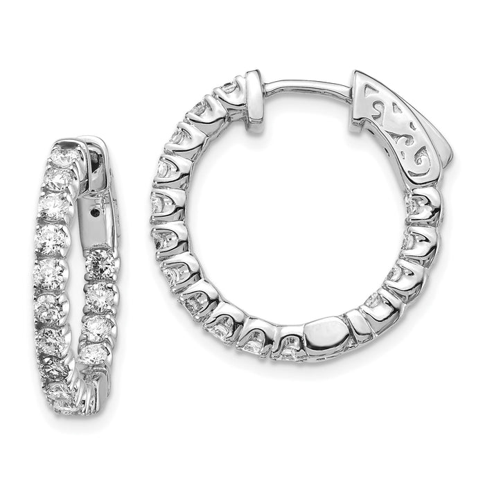 14k White Gold Round Hoop w/Safety Clasp Earring Mountings-XE2011W