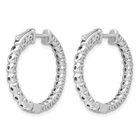 14k White Gold Diamond Round Hoop w/Safety Clasp Earrings-XE2012WAA