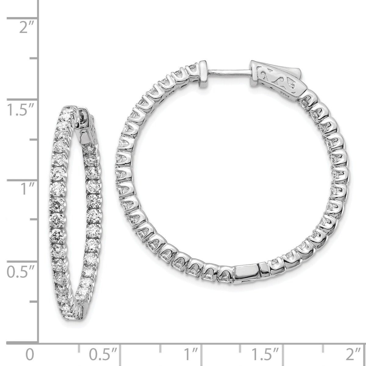14k White Gold Round Hoop w/Safety Clasp Earring Mountings-XE2013W