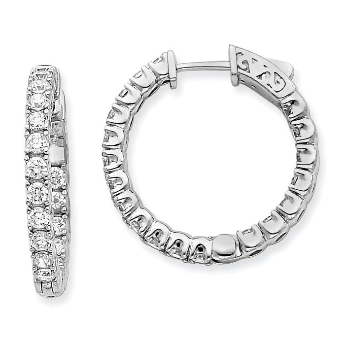 14k White Gold Round Hoop w/Safety Clasp Earring Mountings-XE2014W
