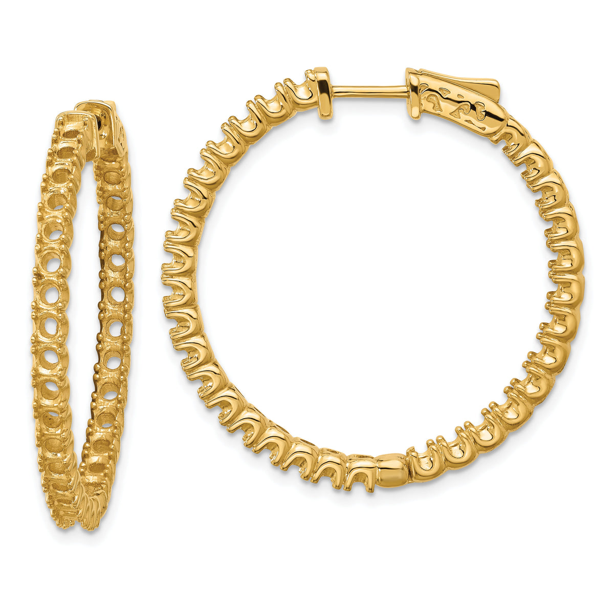 14k Round Hoop w/Safety Clasp Earring Mountings-XE2015