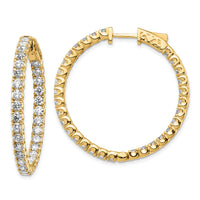 14k Diamond Round Hoop w/Safety Clasp Earrings-XE2015AA
