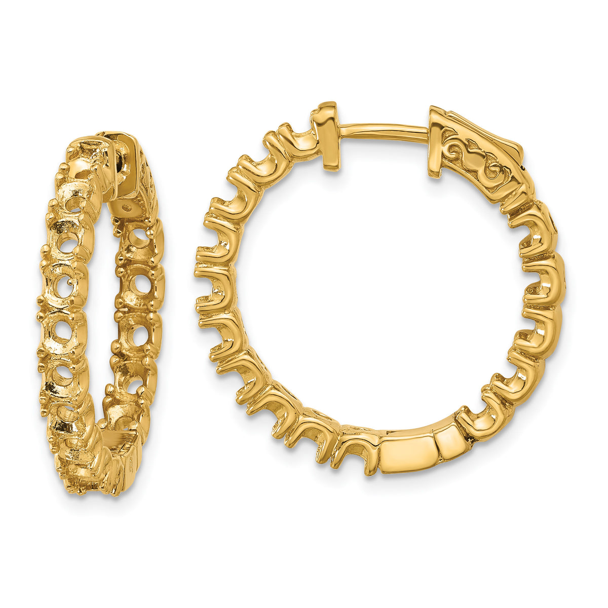 14k Round Hoop w/Safety Clasp Earring Mountings-XE2016