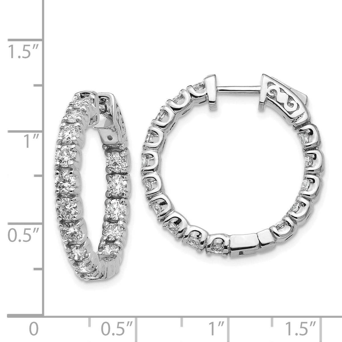 14k White Gold Round Hoop w/Safety Clasp Earring Mountings-XE2016W