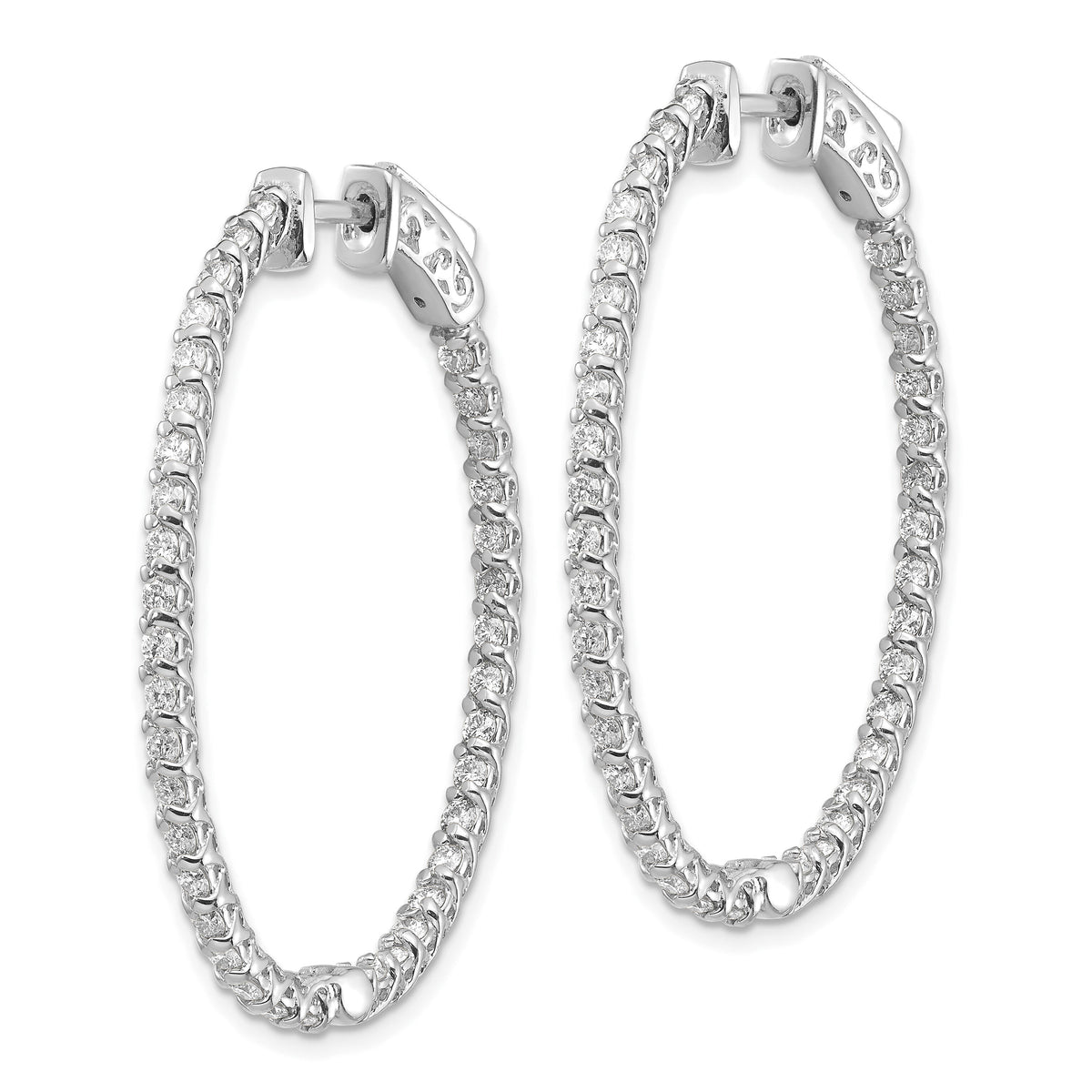 14k White Gold Oval Hoop w/Safety Clasp Earring Mountings-XE2020W