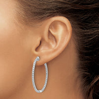 14k White Gold Oval Hoop w/Safety Clasp Earring Mountings-XE2020W