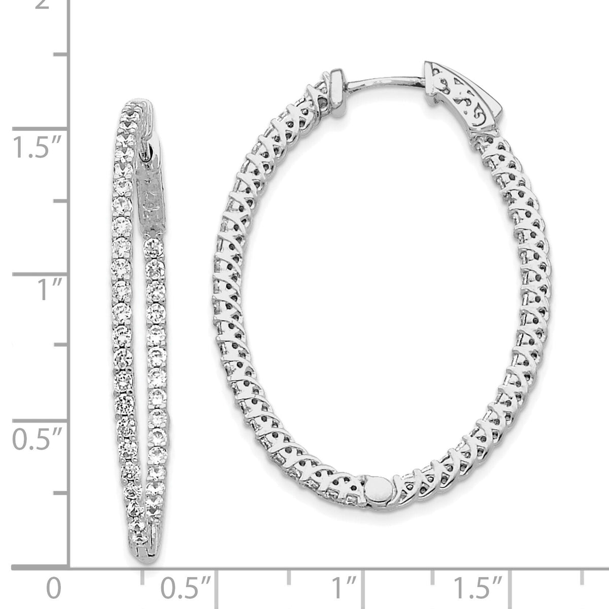 14k White Gold Oval Hoop w/Safety Clasp Earring Mountings-XE2020W