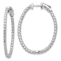 14k White Gold Oval Hoop w/Safety Clasp Earring Mountings-XE2020W