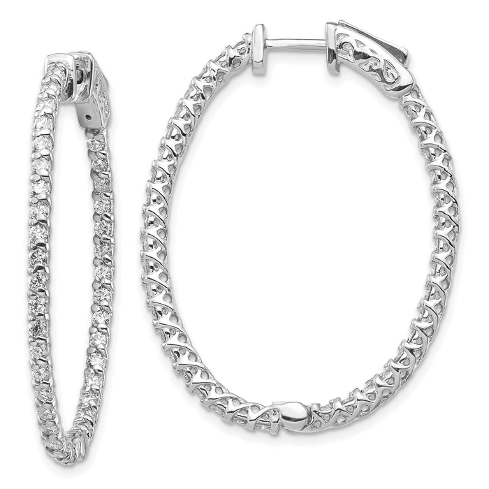 14k White Gold Oval Hoop w/Safety Clasp Earring Mountings-XE2020W