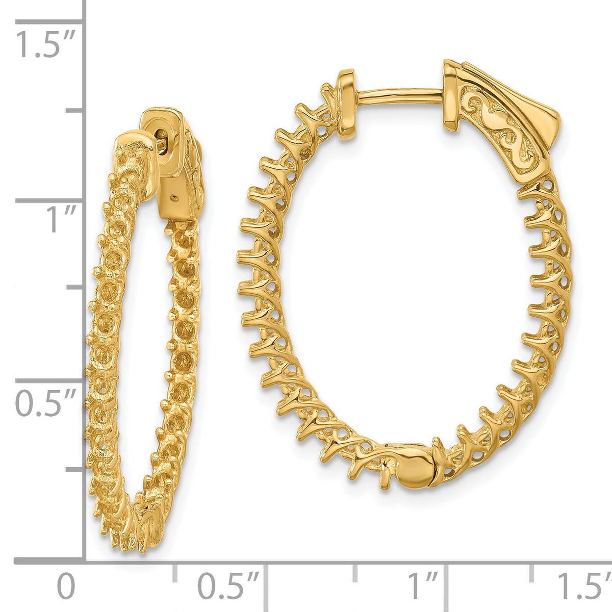 14k Oval Hoop w/Safety Clasp Earring Mountings-XE2021