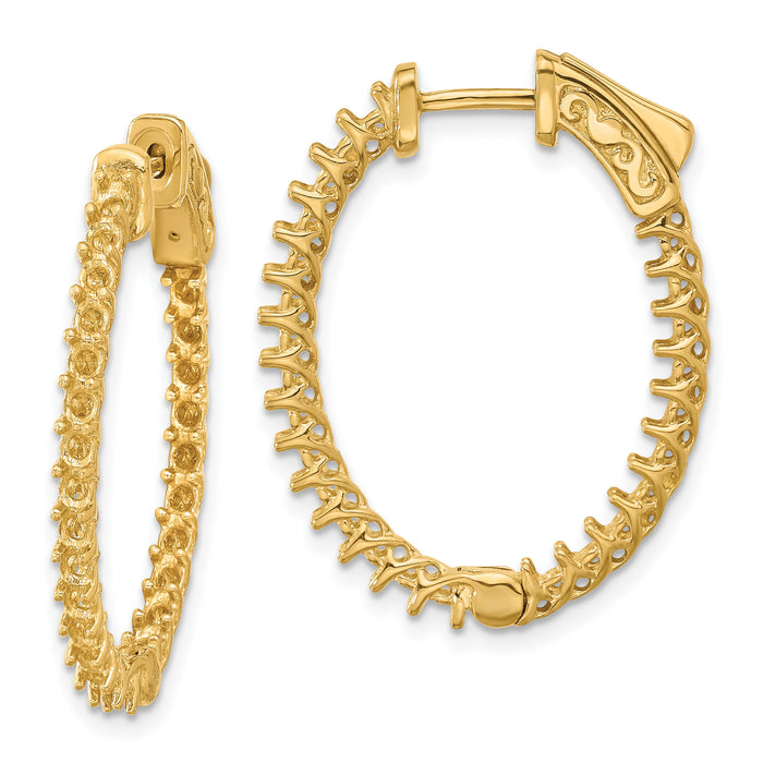 14k Oval Hoop w/Safety Clasp Earring Mountings-XE2021