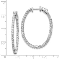 14k White Gold Diamond Oval Hoop w/Safety Clasp Earrings-XE2022WAA