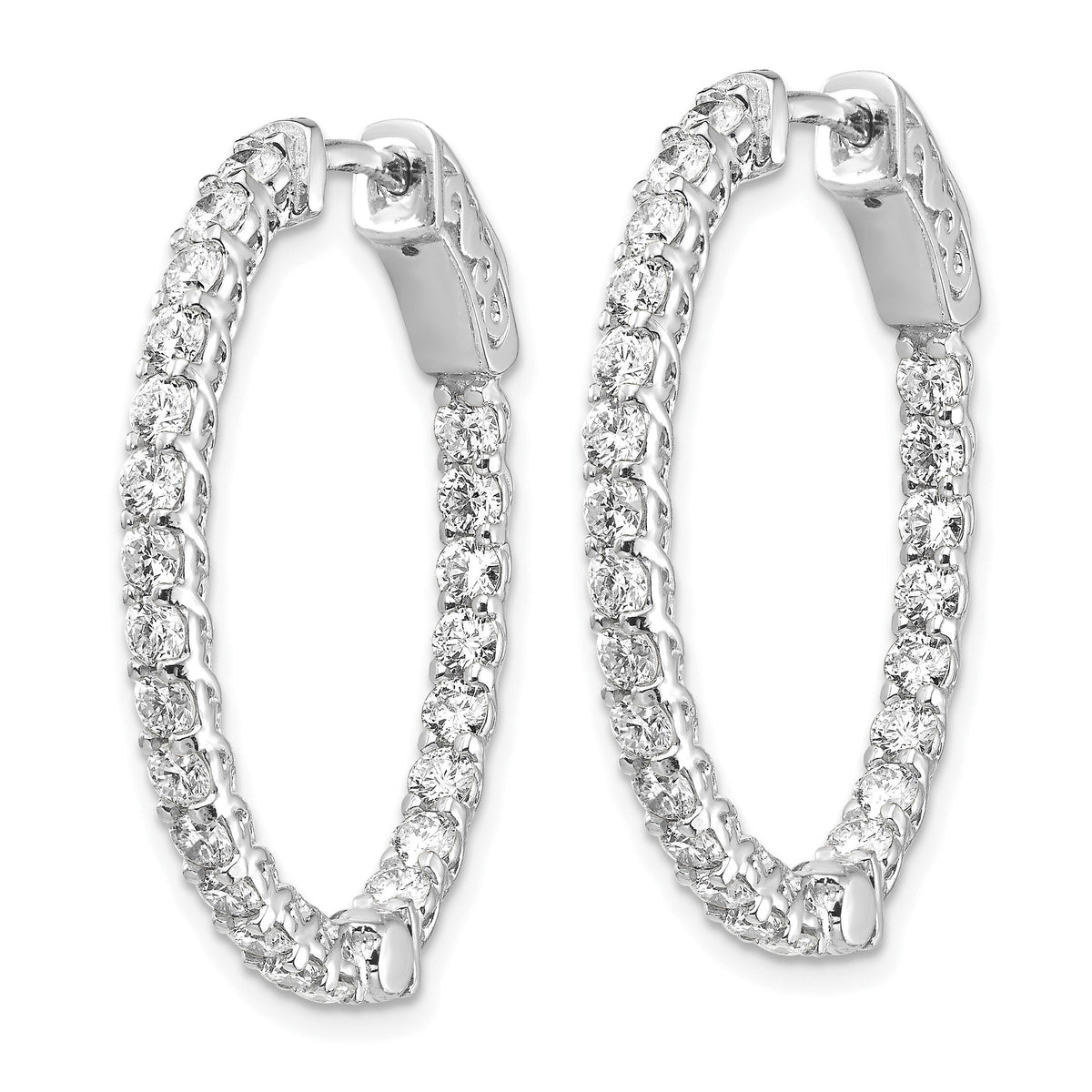 14k White Gold Oval Hoop w/Safety Clasp Earring Mountings-XE2023W