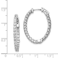 14k White Gold Oval Hoop w/Safety Clasp Earring Mountings-XE2023W