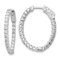 14k White Gold Oval Hoop w/Safety Clasp Earring Mountings-XE2023W