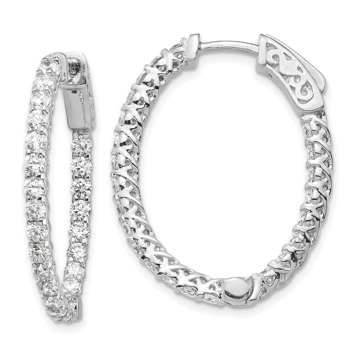 14k White Gold Oval Hoop w/Safety Clasp Earring Mountings-XE2023W