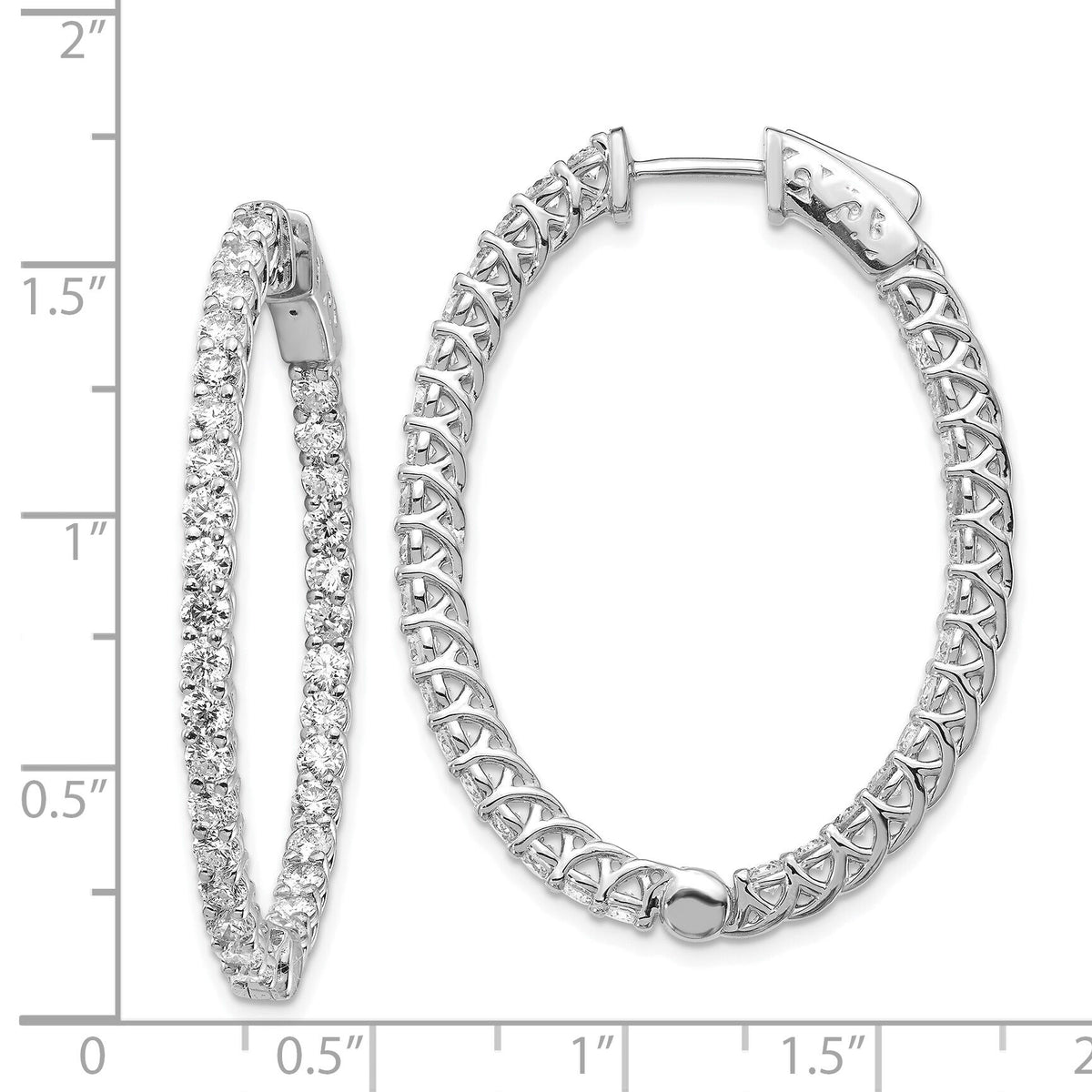 14k White Gold Oval Hoop w/Safety Clasp Earring Mountings-XE2024W
