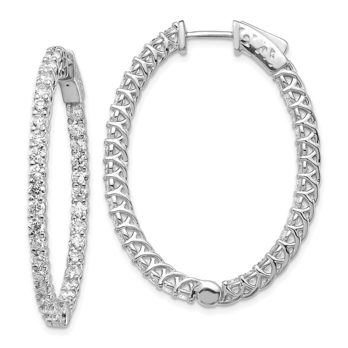 14k White Gold Oval Hoop w/Safety Clasp Earring Mountings-XE2024W