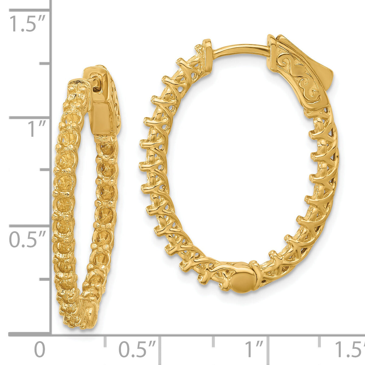 14k Oval Hoop w/Safety Clasp Earring Mountings-XE2025