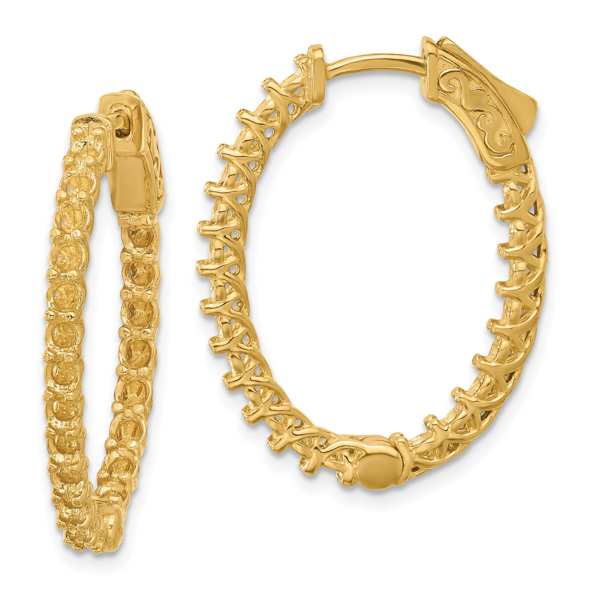 14k Oval Hoop w/Safety Clasp Earring Mountings-XE2025